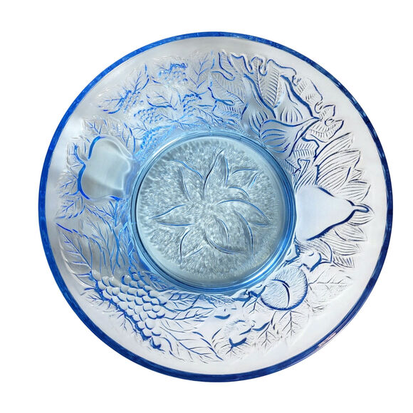 KIG Indonesia Ice Blue Glass Serving Bowls - Fruit Vintage Pack of 2 - Picture 2 of 6